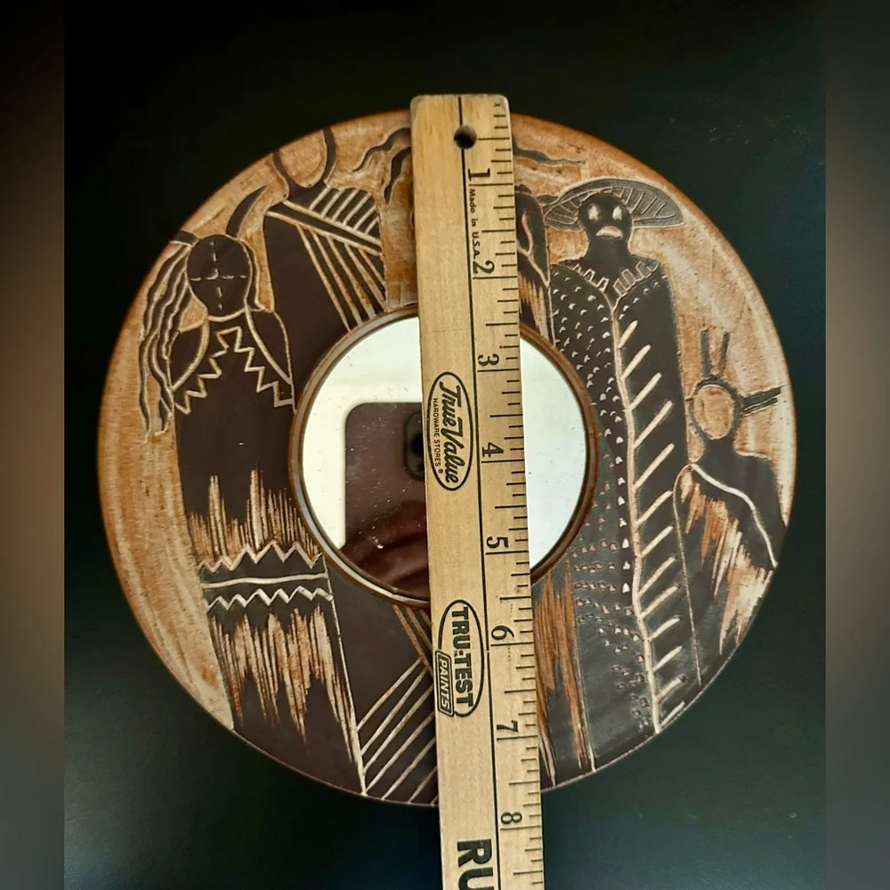 Signed 1998 Unique Southwest Studio Pottery Wall Mirror. Tribal Desert Decor